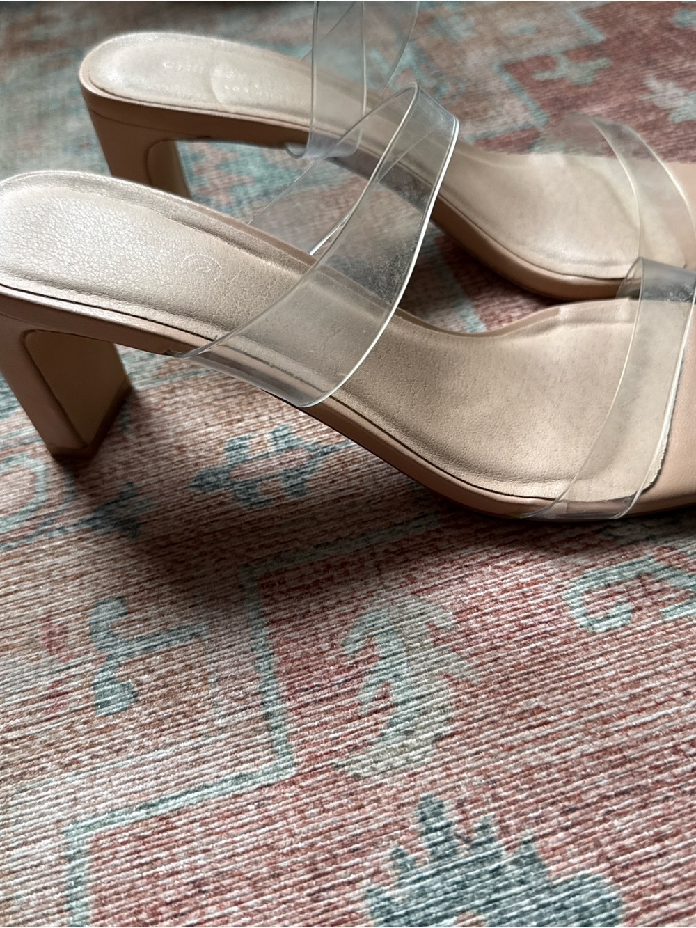 Clear Strap Nude Block Heel size 9